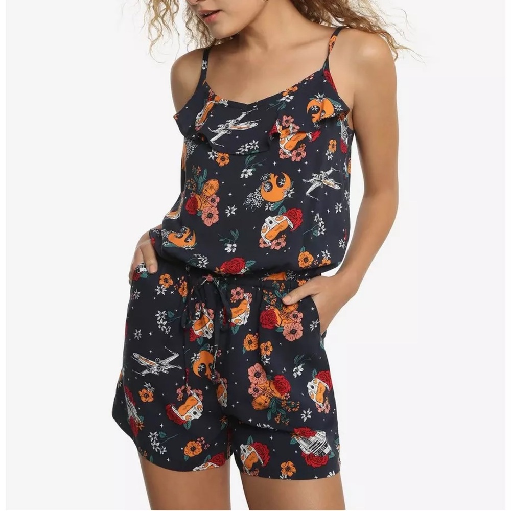 Star Wars Her Universe Tie Fighter Rebel Floral Romper Size Large
